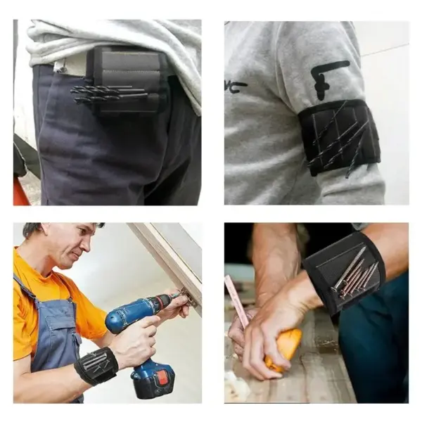 Zexef Woodworking Magnetic Wristband Portable Tool Bag Electrician Wrist Tool Belt Screws Nails Drill Bits Holder Repair Tools - Image 5